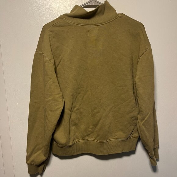 MATE Organic Cotton Half Zip Pullover Sweatshirt Olive Green – Women’s S - Picture 3 of 3